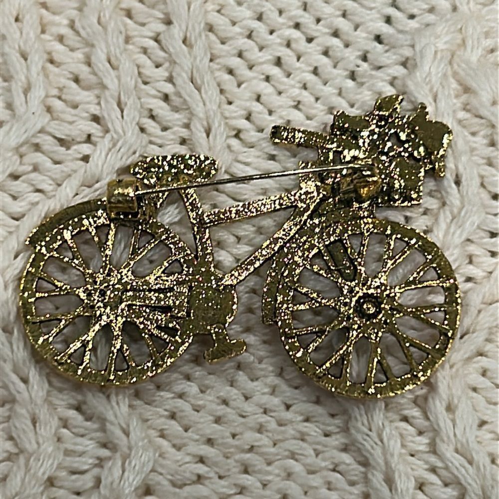Colorful Bicycle Brooch with Rhinestones - Picture 2 of 6